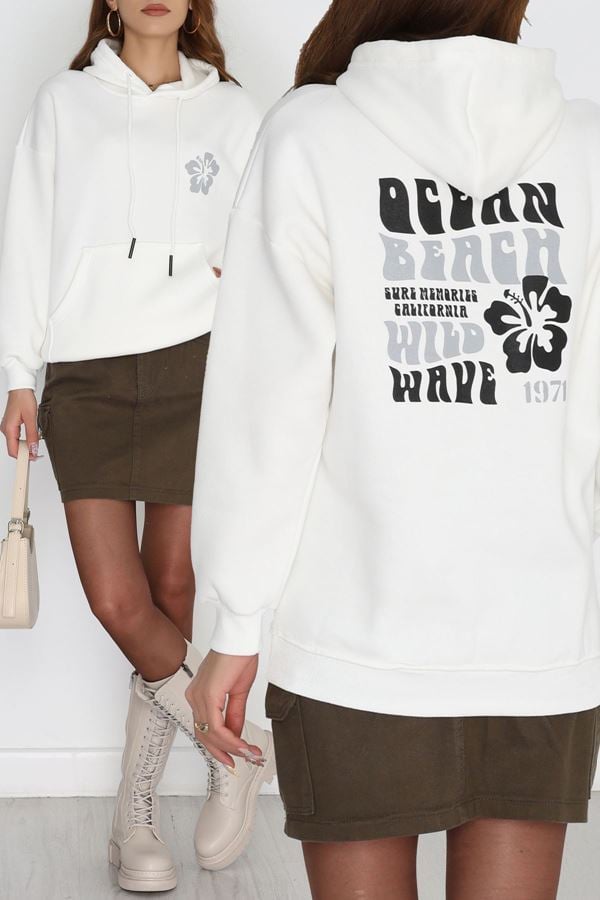 3 İplik Kanguru Cepli Kapşonlu Sweat Ekrugri - 42247.1878.