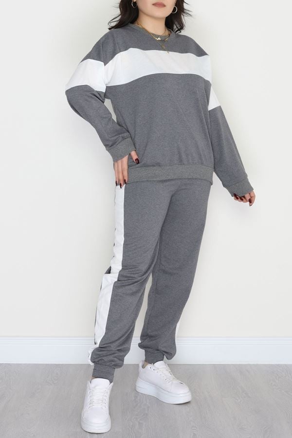 Garnili 2 İplik Büyük Beden Eşofman Takımı Füme - 50783.1857.