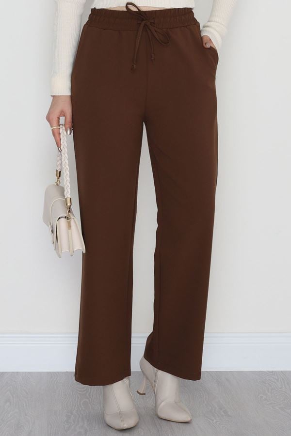 Beli Lastikli Dabıl Palazzo Pantolon Kahve - 90714.1837.
