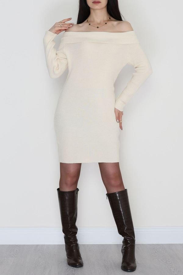 Madonna Yaka Triko Elbise Kemik - 42546.1765.