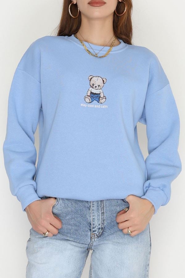 3 İplik Bisiklet Yaka Sweat Bebemavi - 42237.1878.