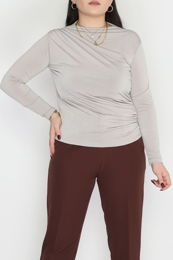 Drape Detaylı Büyük Beden Sandy Bluz Kumbeji - 70768.1949.