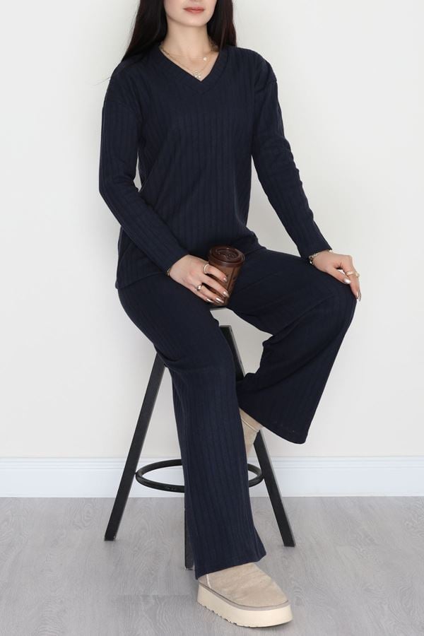 V Yaka Raporlu İnterlok Takım Lacivert - 2280.1287.