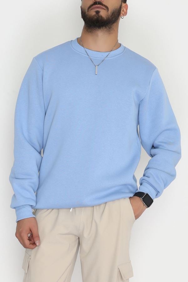 Bisiklet Yaka Şardonlu 3 İplik Erkek Sweat Bebemavi - 42574.1878.