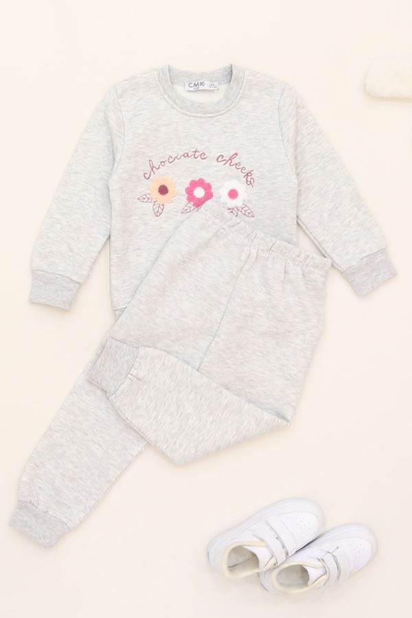 3-7 Yaş 3 İplik Şardonlu İkili Takım Gri - 50935.1867.