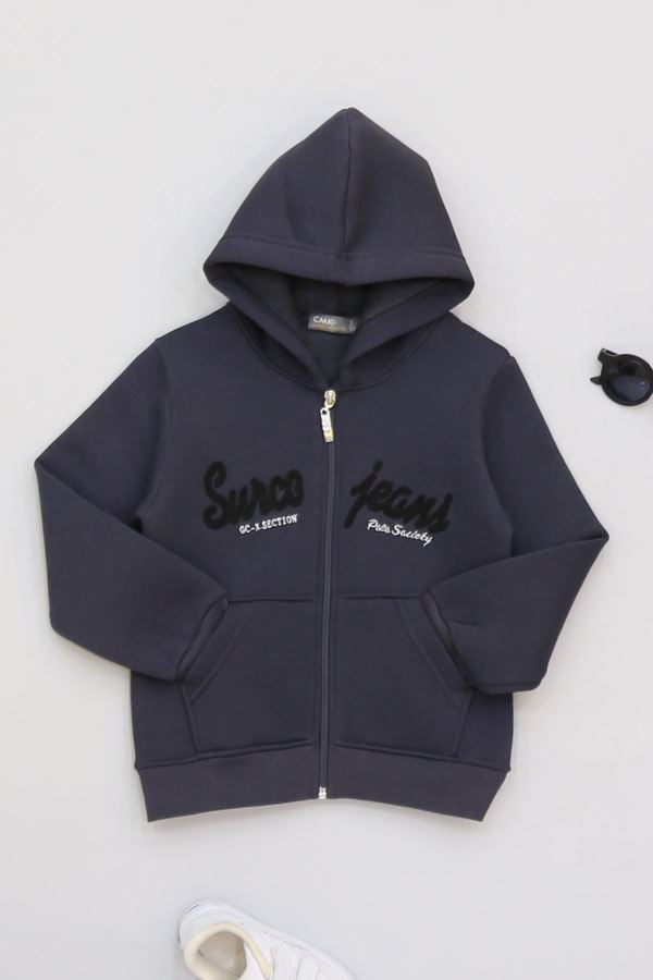 3-12 Yaş 3 İplik Şardonlu Kapşonlu Sweat Antrasit - 60605.1867.