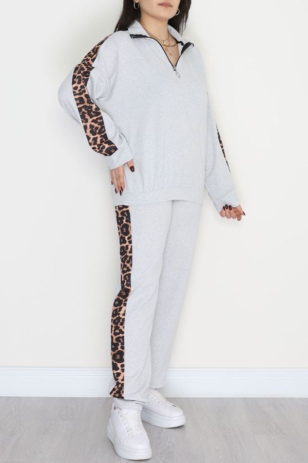 Fermuarlı 2 İplik Büyük Beden Eşofman Takımı Gri - 50786.1857.