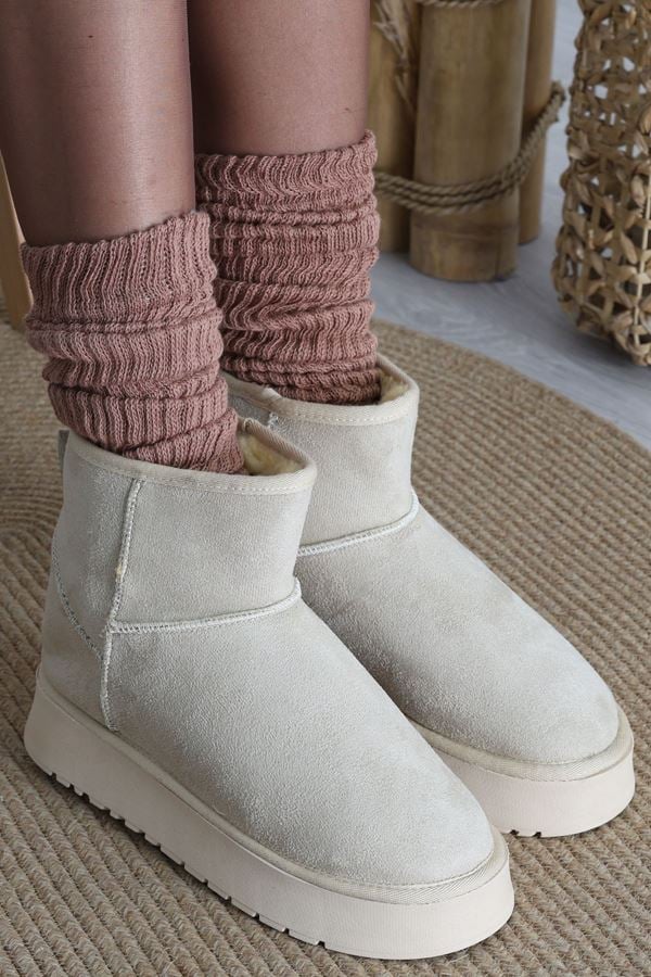 Kalın Taban Süet Bot Bej - 31438.1932.