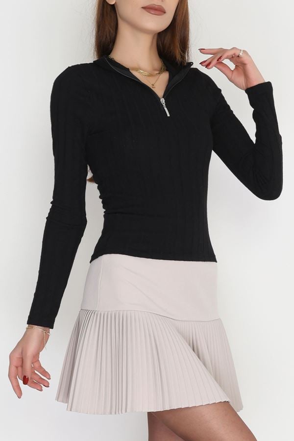 Likralı İnterlok Fitilli Body Siyah - 90956.1748.