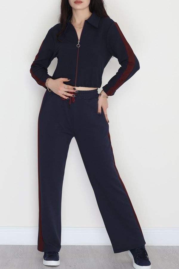 Şerit Detaylı Zra Krep Kumaş İkili Takım Lacibordo - 31442.1837.