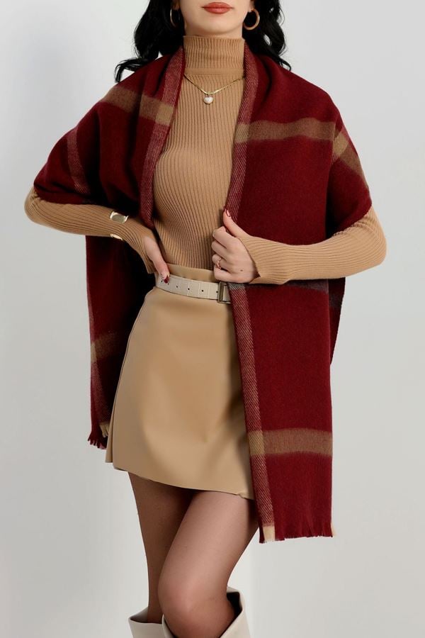 Desenli Şal Bordokahve - 70491.1736.