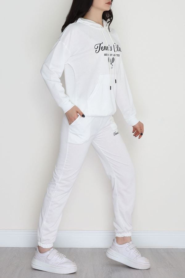 2 İplik Baskılı Eşofman Takımı Ekru - 31310.1878.