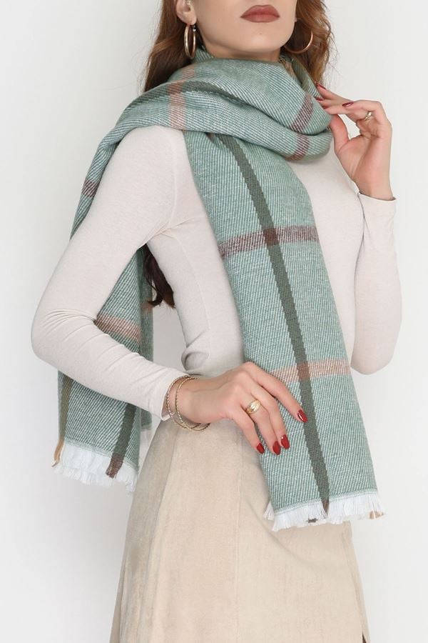 Desenli Kaşe Şal Haki - 70811.750.