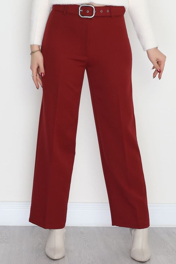 Kemerli Palazzo Pantolon Bordo - 24194.683.