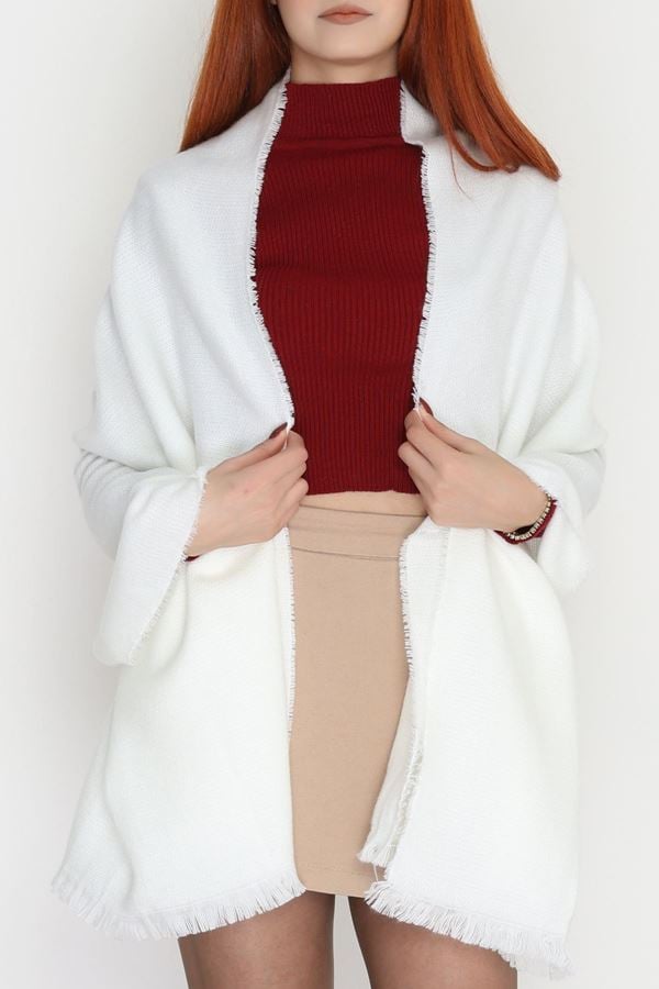 Desenli Kaşe Şal Ekru - 70811.750.