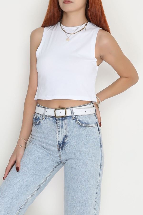 Kolsuz Crop Geniş Atlet Beyaz - 21755.200.