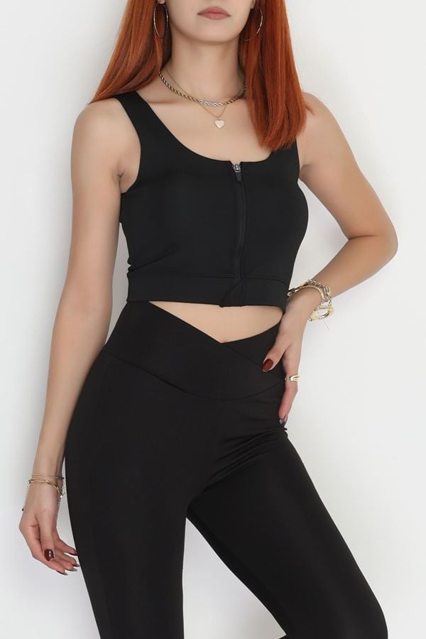 Fermuarlı Kaplı Bustiyer Siyah - 5039.125.