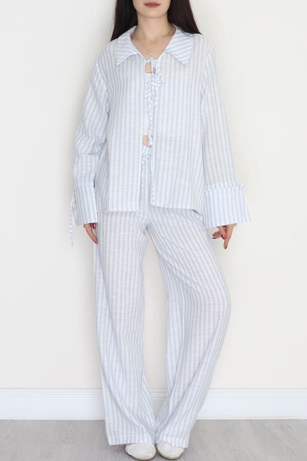 Reyon Marka Çizgili İkili Takım Mavi - 70503.1966.