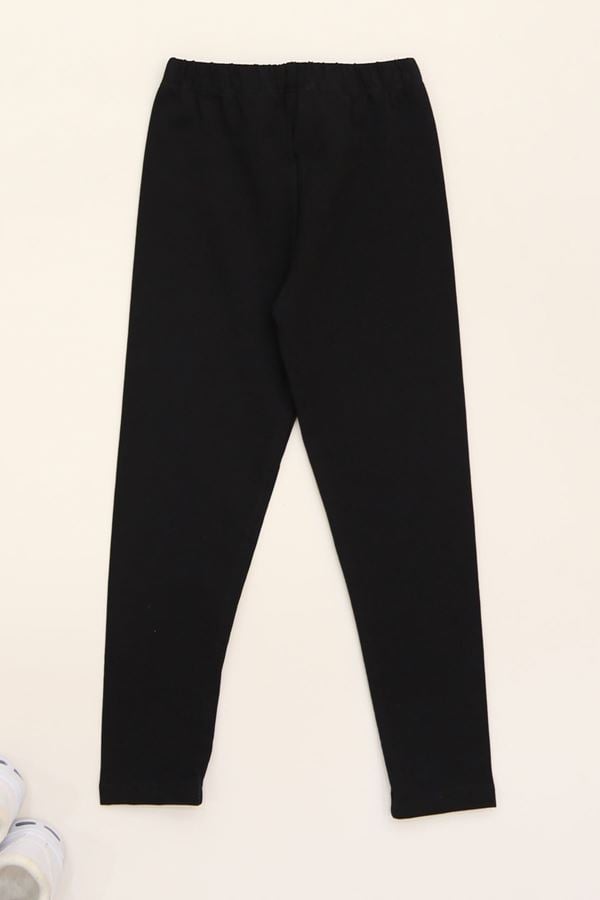 2-7 Yaş Likralı Penye Tayt Siyah - 50485.1981.