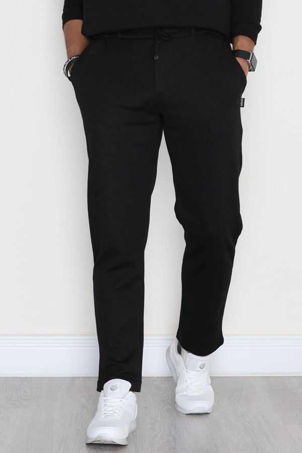 Düz Paça Pike Erkek Eşofman Altı Siyah - 42216.1937.