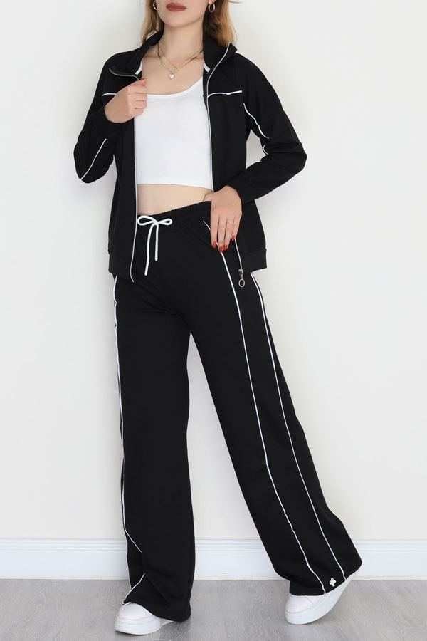 Biyeli 2 İplik Eşofman Takımı Siyah - 50794.1857.