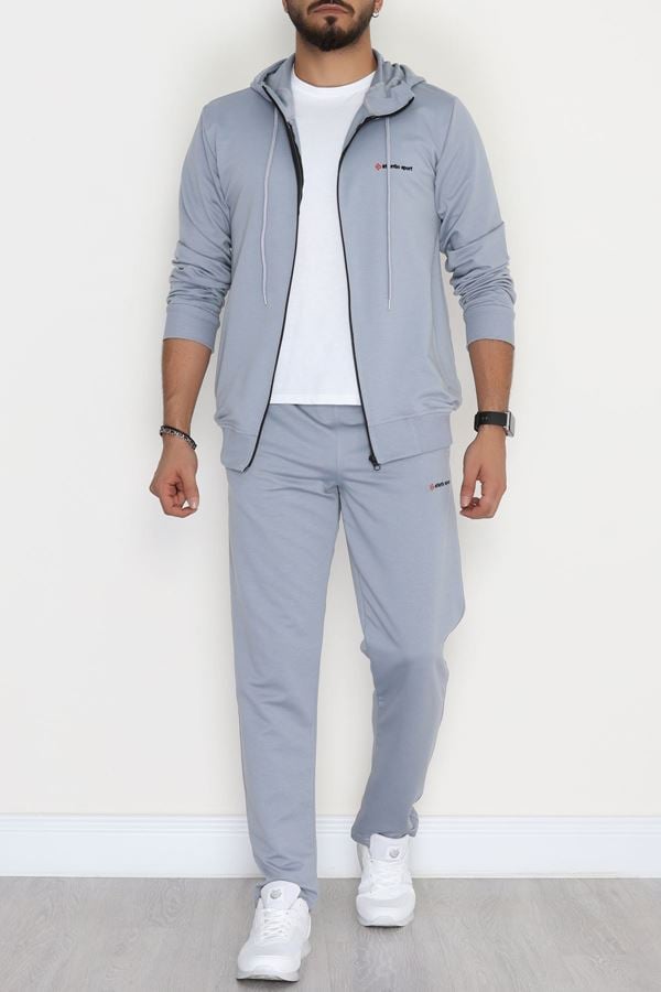Kompakt 2 İplik Kapşonlu Erkek Eşofman Takımı Gri - 42154.1937.
