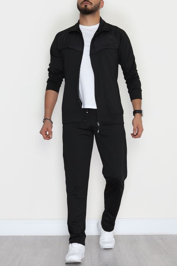Önü Parçalı Dalgıç Erkek Eşofman Takımı Siyah - 42536.1937.