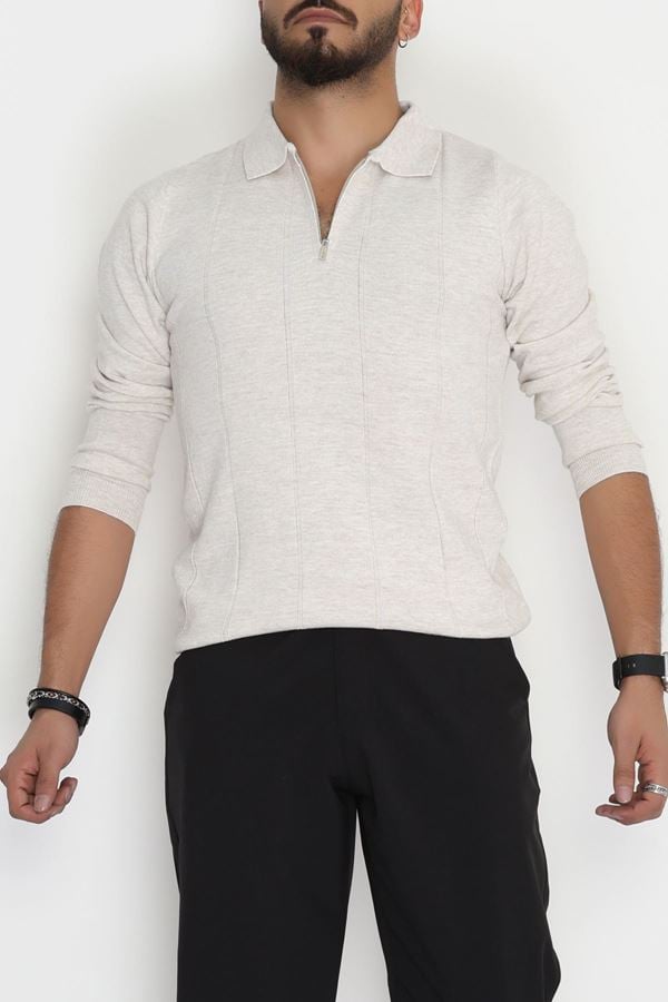 Polo Yaka Erkek Triko Sweat Bej - 42529.2052.