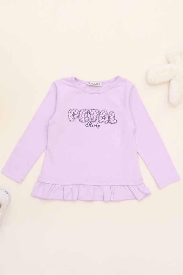 2-5 Yaş Çocuk Nakışlı Sweat Lila - 5264021.1576.