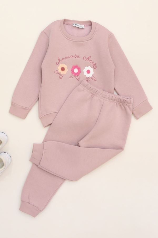 3-7 Yaş 3 İplik Şardonlu İkili Takım Açıkpudra - 50935.1867.