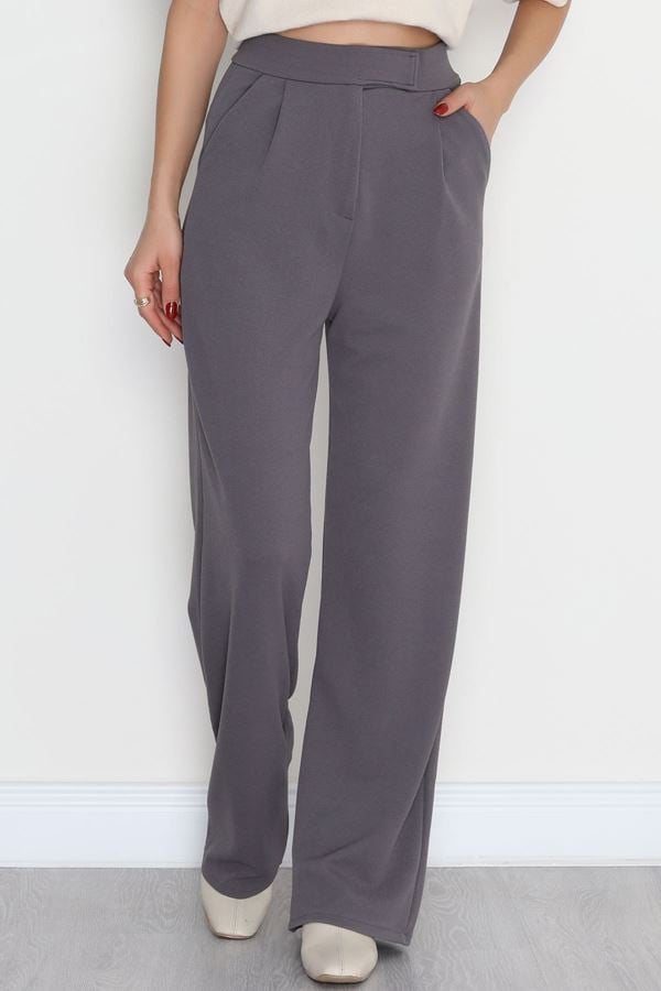 Kemer Cırtlı Krep Pantolon Füme - 20255.1865.