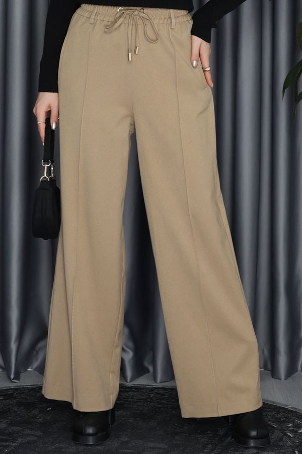 Dilvin Geniş Paça Yumuşak Pantolon Camel - 72170.2100.