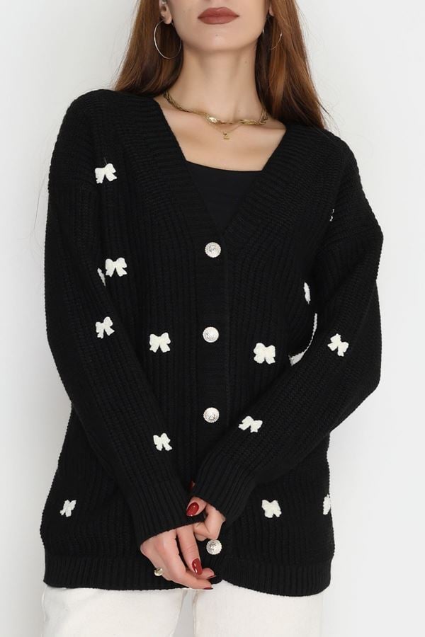 Nakışlı Hırka Siyahlatte - 490.1577.