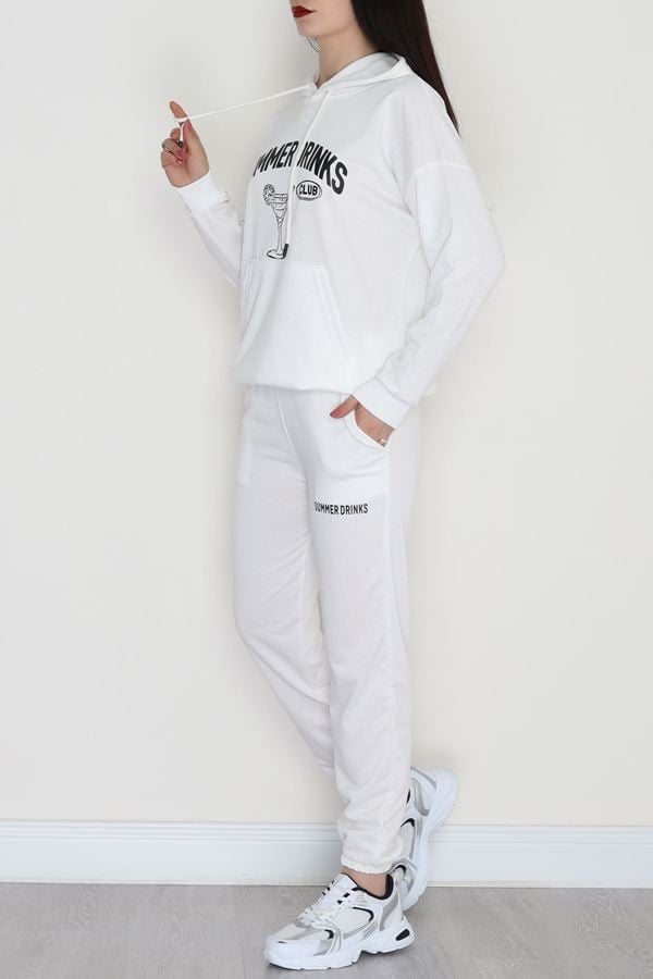 2 İplik Baskılı Eşofman Takımı Ekrusiyah - 31311.1878.