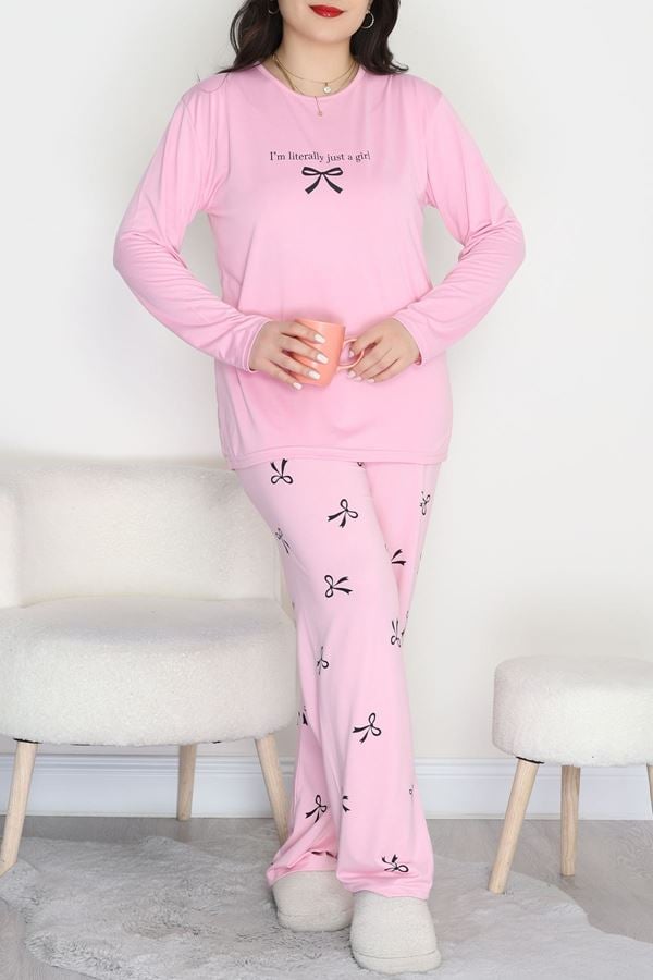 Şardonlu Milan Büyük Beden Pijama Takımı Pembefiyonk - 665.1287.