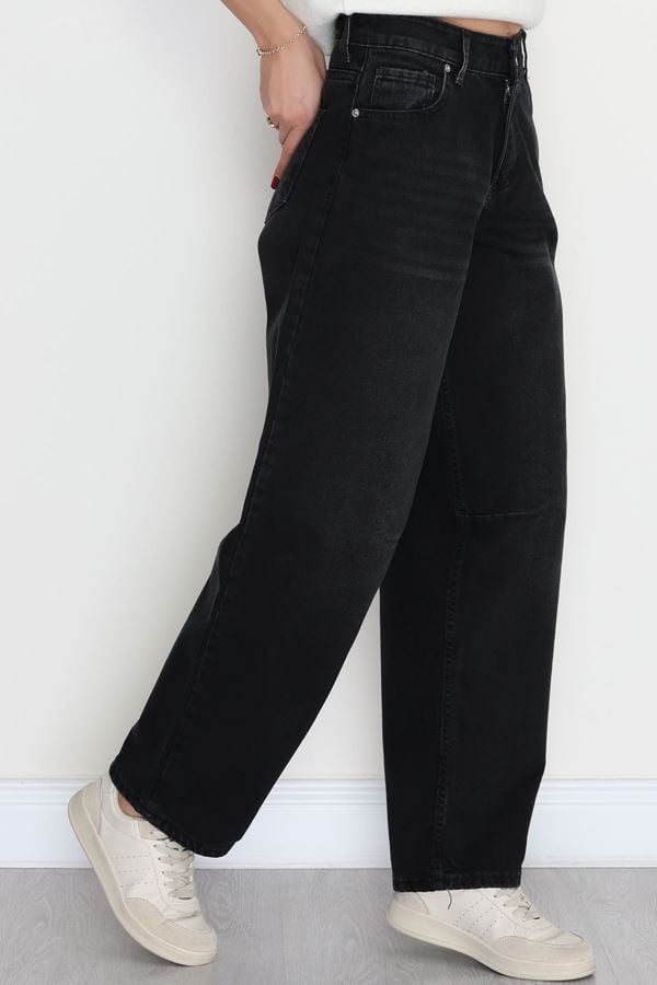 Tokalı Baggy Kot Pantolon Füme - 31159.2059.