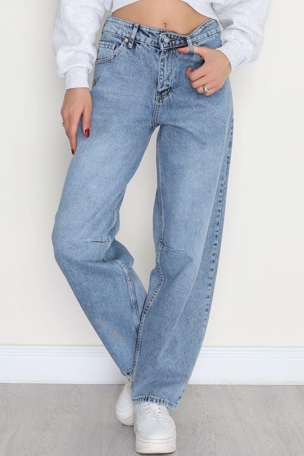 Tokalı Baggy Kot Pantolon Buzmavi - 31159.2059.
