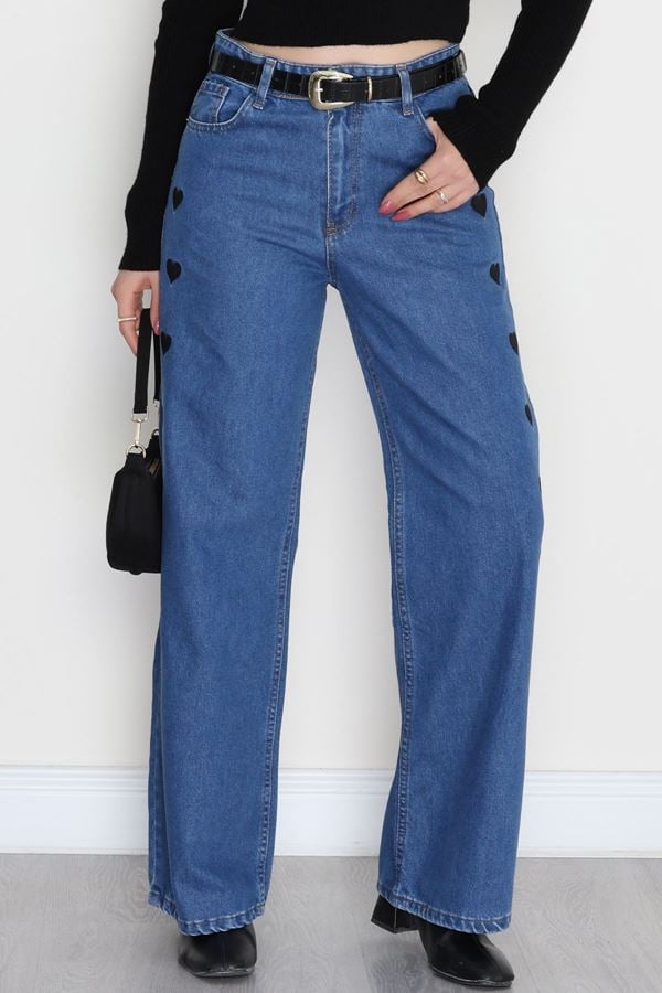 Nakışlı Palazzo Kot Pantolon Mavi - 31324.2001.