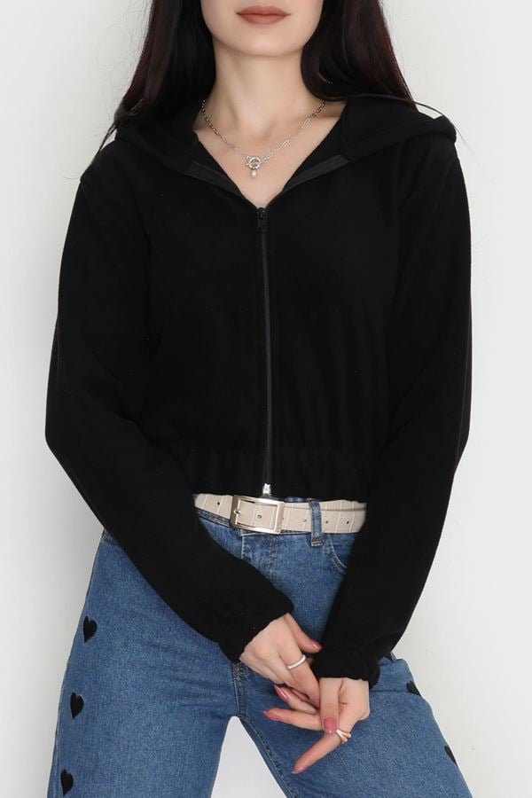 Polar Kapşonlu Crop Ceket Siyah - 51000.053.