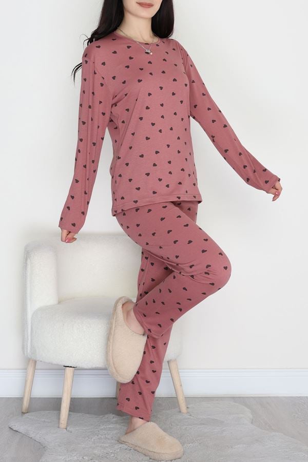 Alt Üst Aynı Pijama Takımı Gülkurusu - 50722.1961.