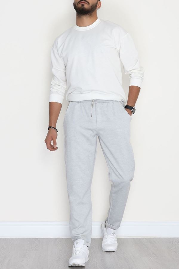 Dokuma Fleto Cepli Erkek Dabıl Paça Pantolon Gri - 90116.1837.