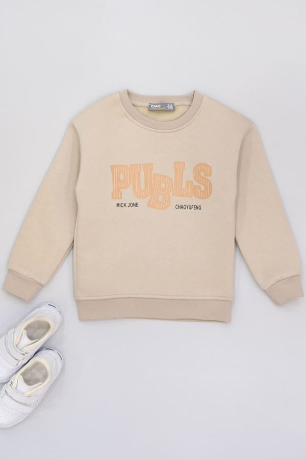 3-12 Yaş 3 İplik Şardonlu Sweat Bej - 60400.1867.