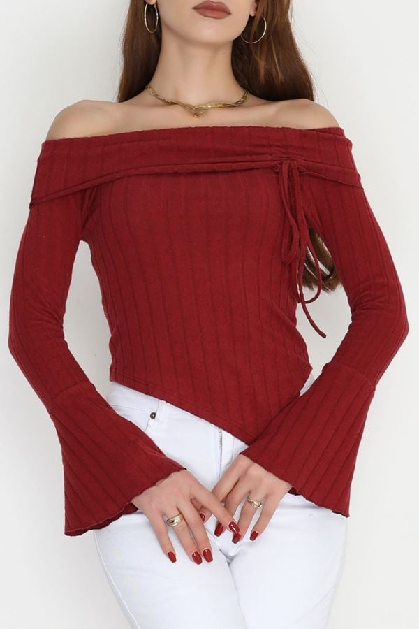 Madonna Yaka İnterlok Bluz Bordo - 90971.1748.