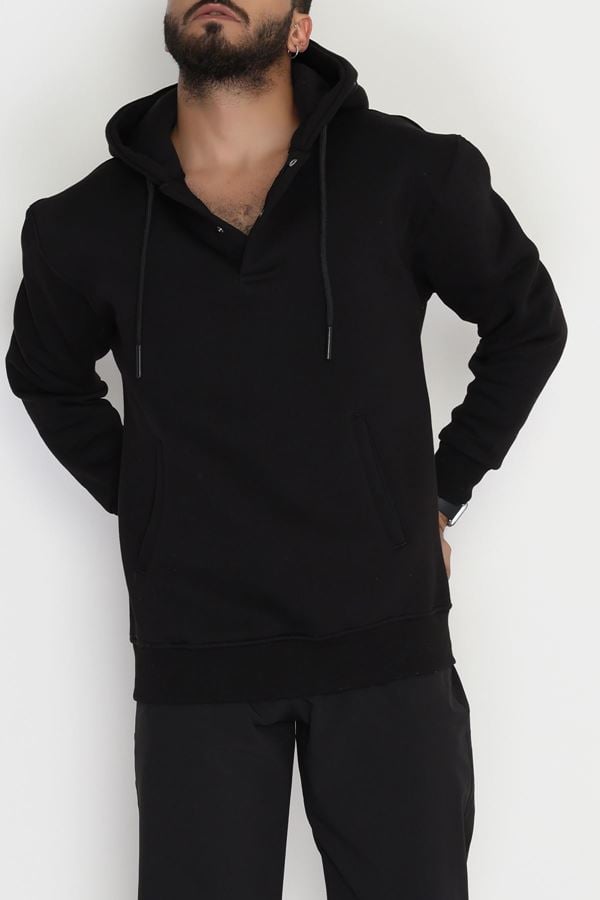 3 İplik Şardonlu Erkek Sweat Siyah - 42303.2086.