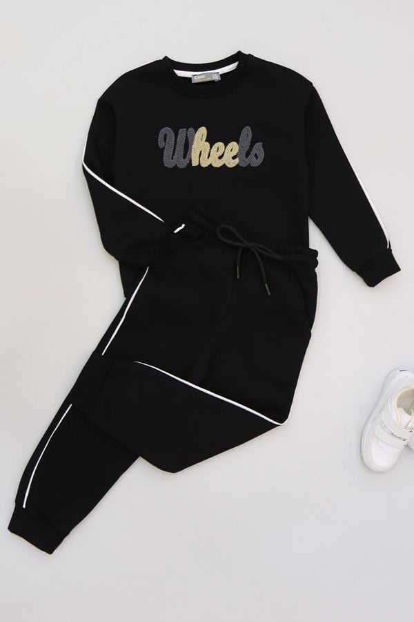 5-12 Yaş 3 İplik Şardonlu Biyeli Takım Siyah - 60210.1867.