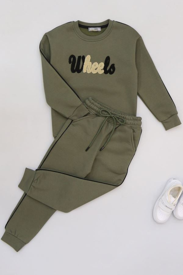 5-12 Yaş 3 İplik Şardonlu Biyeli Takım Haki - 60210.1867.