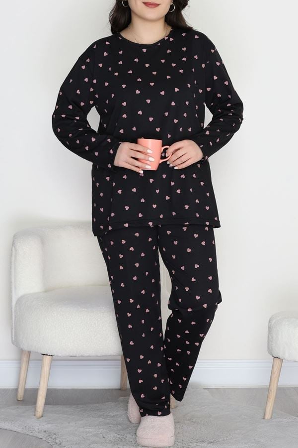 Alt Üst Aynı Büyük Beden Pijama Takımı Siyahpembe - 50723.1961.