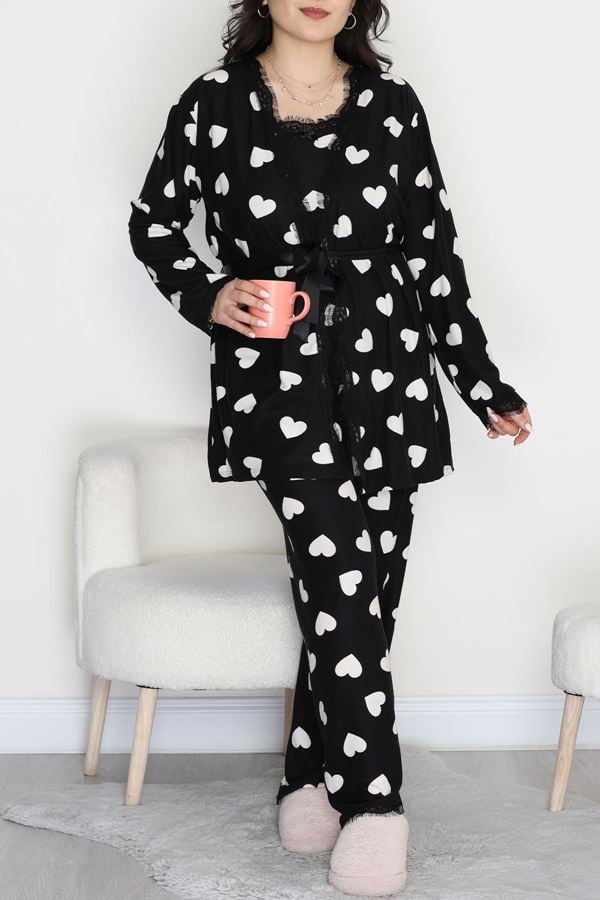 Baskılı Süet Battal 3'Lü Takım Siyahbeyaz - 781.1287.