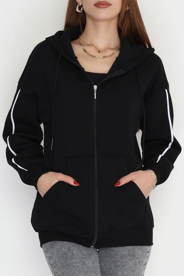 3 İplik Kompakt Oversize Biyeli Sweat Siyah - 42503.1878.