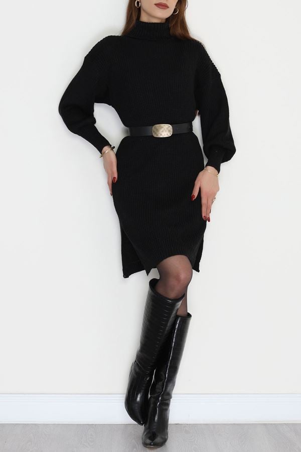 Tam Balıkçı Triko Elbise Siyah - 42528.2052.